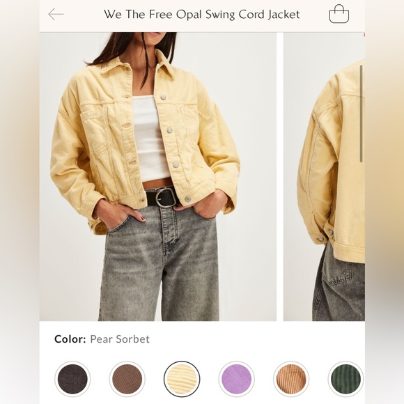 NWT Free People We The Free Opal Swing Cord Jacket - pear sorbet yellow - medium - Picture 7 of 11